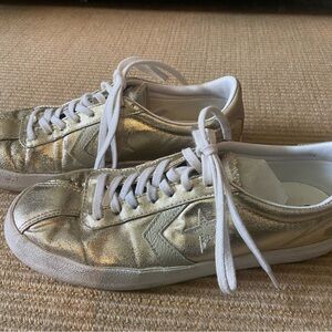 Gold Converse Sz 9 Women's Textile Sneakers